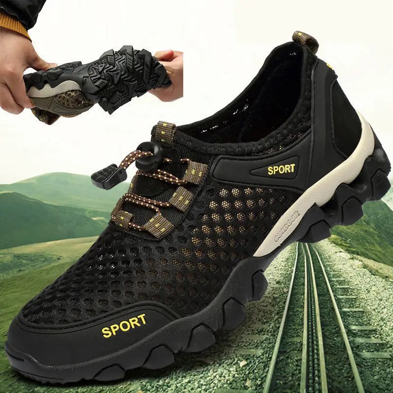 Erkekler için nefes Sneakers erkek ayakkabısı 2024 moda ayakkabılar tırmanma yürüyüş ayakkabıları erkekler açık plaj sığ Tenis yalınayak Sneakers