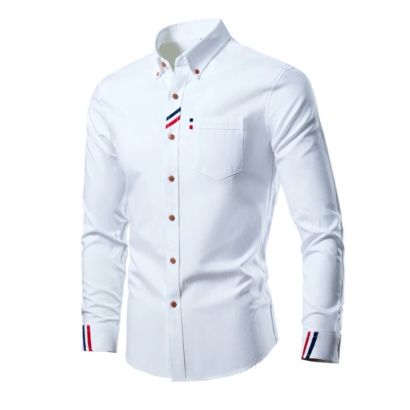 Erkekler için yeni moda iş gömlek pamuk yumuşak ince erkek gömlek Slim Fit lüks uzun kollu gömlek erkek ceketinizin dış giyim Streetwear