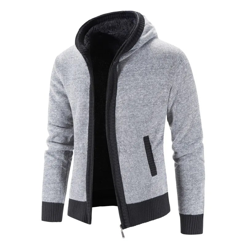 Erkekler kapşonlu ceketler kazak mont hırka kazak kalın sıcak kazak kış rahat hırka Hoodies Slim Fit hırka 3XL