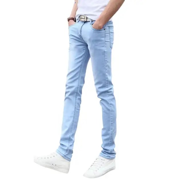 Erkekler kot sıkı düz bacak çok yönlü genç Slim Fit dar kot dar kot Streetwear - Görsel 14