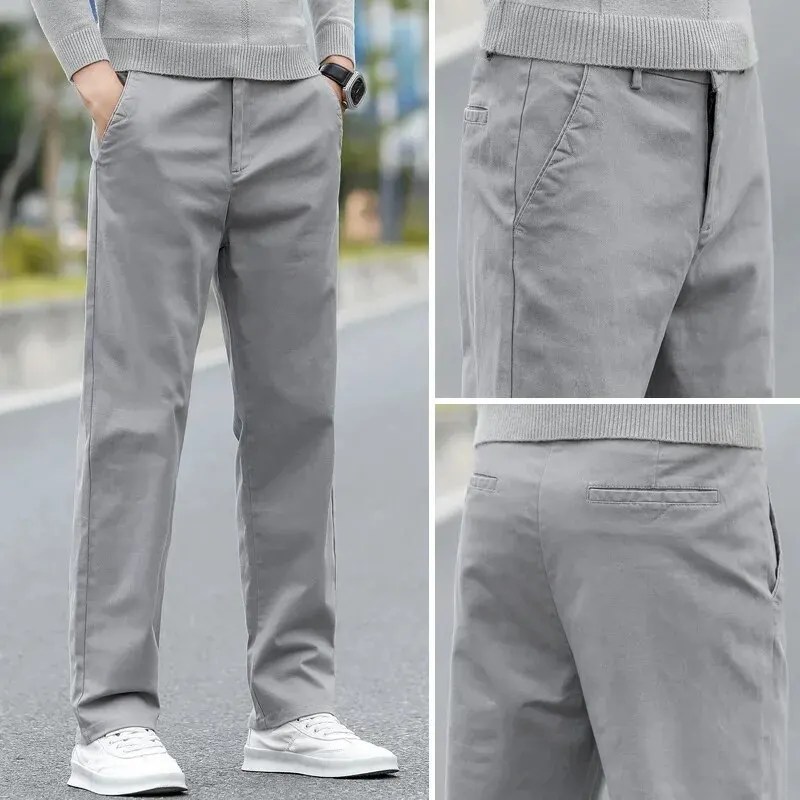 Erkekler pantolon artı boyutu erkek pantolon Trendy geniş bacak gevşek düz katı rahat pantolon streç dört mevsim pantolon