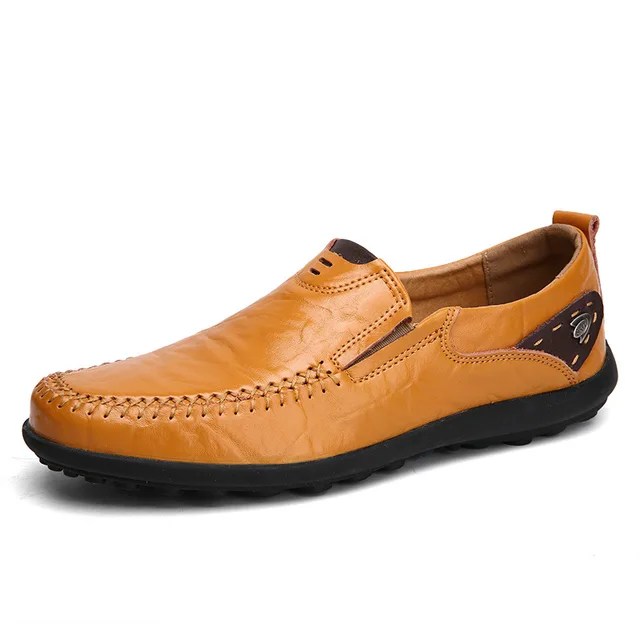 Erkekler rahat ayakkabılar moda hakiki deri erkek loafer'lar rahat mokasen nefes kayma siyah sürüş ayakkabısı artı boyutu 47 - Görsel 10