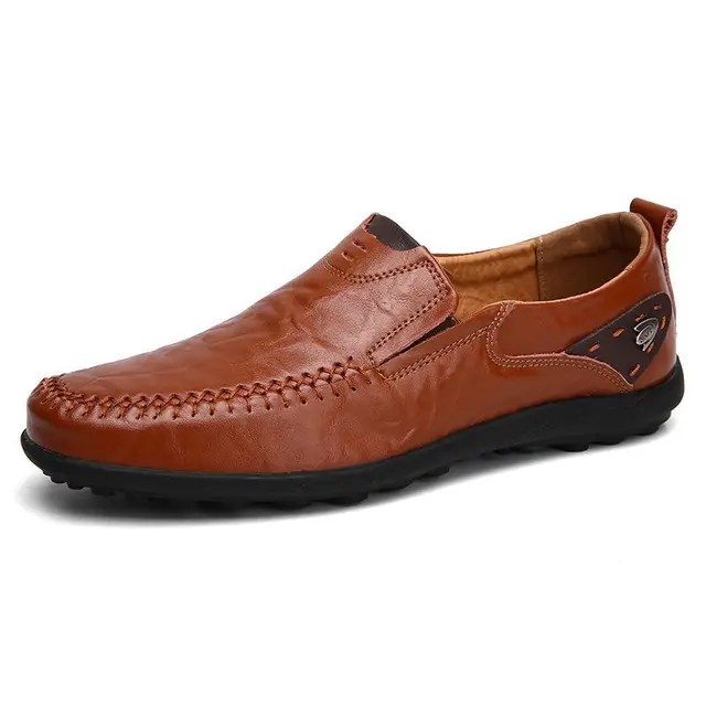 Erkekler rahat ayakkabılar moda hakiki deri erkek loafer'lar rahat mokasen nefes kayma siyah sürüş ayakkabısı artı boyutu 47 - Görsel 13