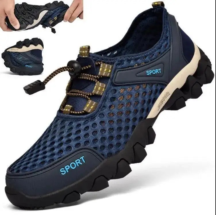 Erkekler rahat tenis Sneakers yaz moda nefes örgü ayakkabı erkek kaymaz yürüyüş ayakkabıları erkekler tırmanma Trekking için Sneaker