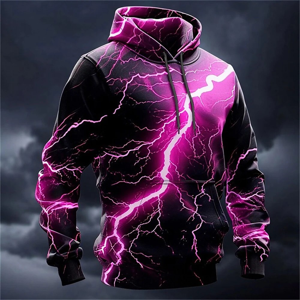 Erkekler sıcak yeni stil kadınlar 3D Hoodie kazak ceket üst çocuk bahar sonbahar yıldırım doğal çevre yakışıklı - Görsel 2