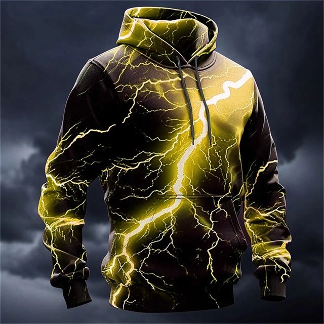 Erkekler sıcak yeni stil kadınlar 3D Hoodie kazak ceket üst çocuk bahar sonbahar yıldırım doğal çevre yakışıklı - Görsel 7
