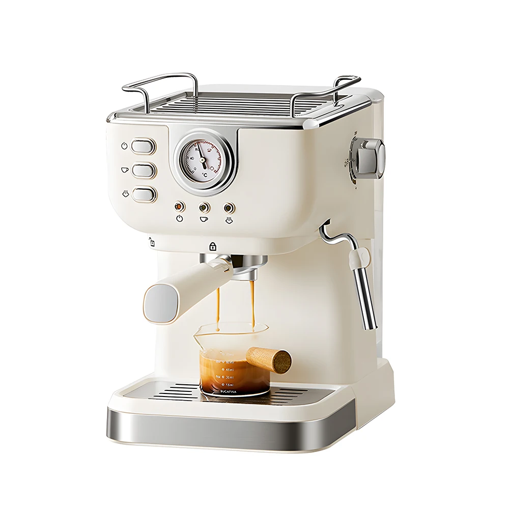 Espresso kahve makinesi 20 Bar paslanmaz çelik Espresso cezvesi ile süt köpürtücü buhar değnek 2 in 1 850W Cappuccino Latte makinesi
