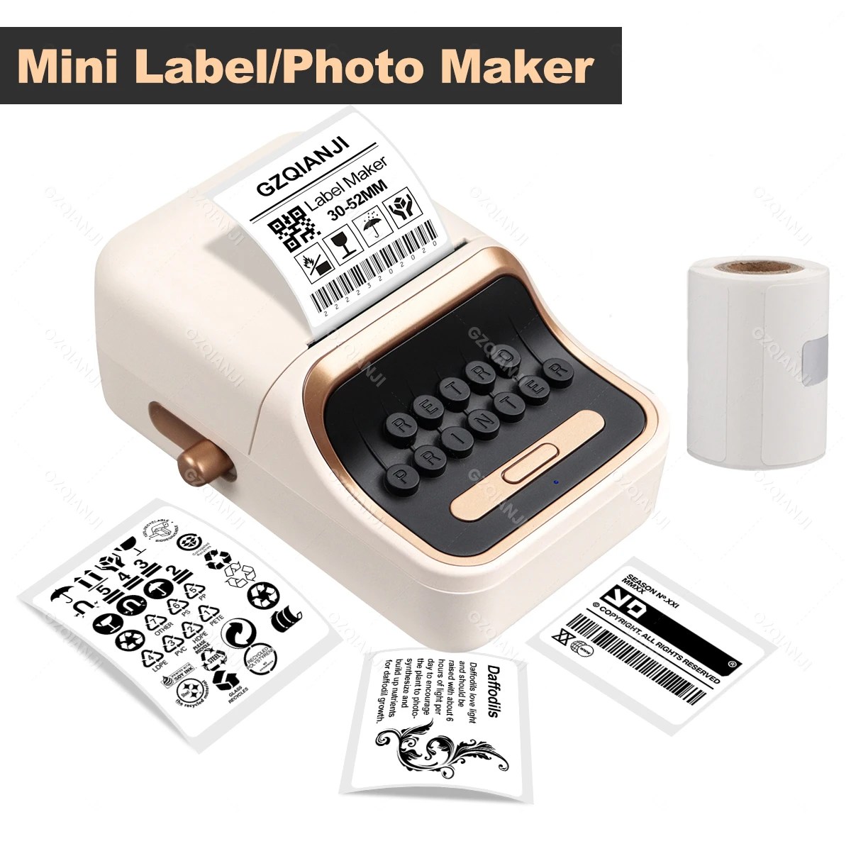 Etiket makinesi 58mm termal kağıt 2-in-1 baskı akıllı Bluetooth Mini taşınabilir etiketleme makinesi barkod giyim perakende posta