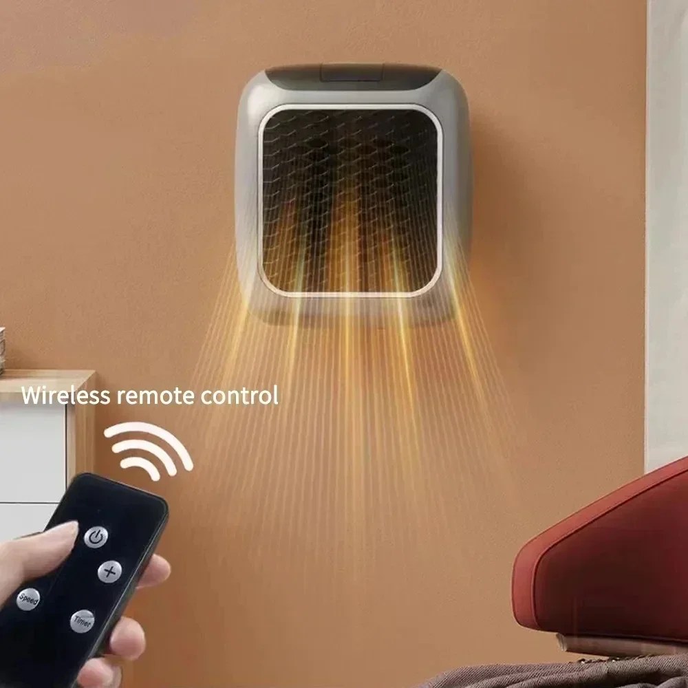 Ev için 800W Mini ısıtıcı küçük banyo ısıtma fanları duvara monte uzaktan kumanda ile PTC seramik elektrikli ısıtıcı sıcak tutmak Fan