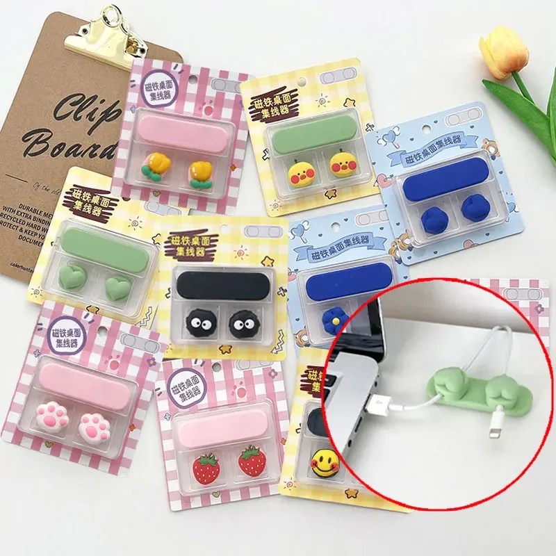 Evrensel karikatür manyetik masa telefonu USB kablosu organizatör tel kulaklık hattı kordon koruyucu sarıcı klip düzenli tutucu yönetimi
