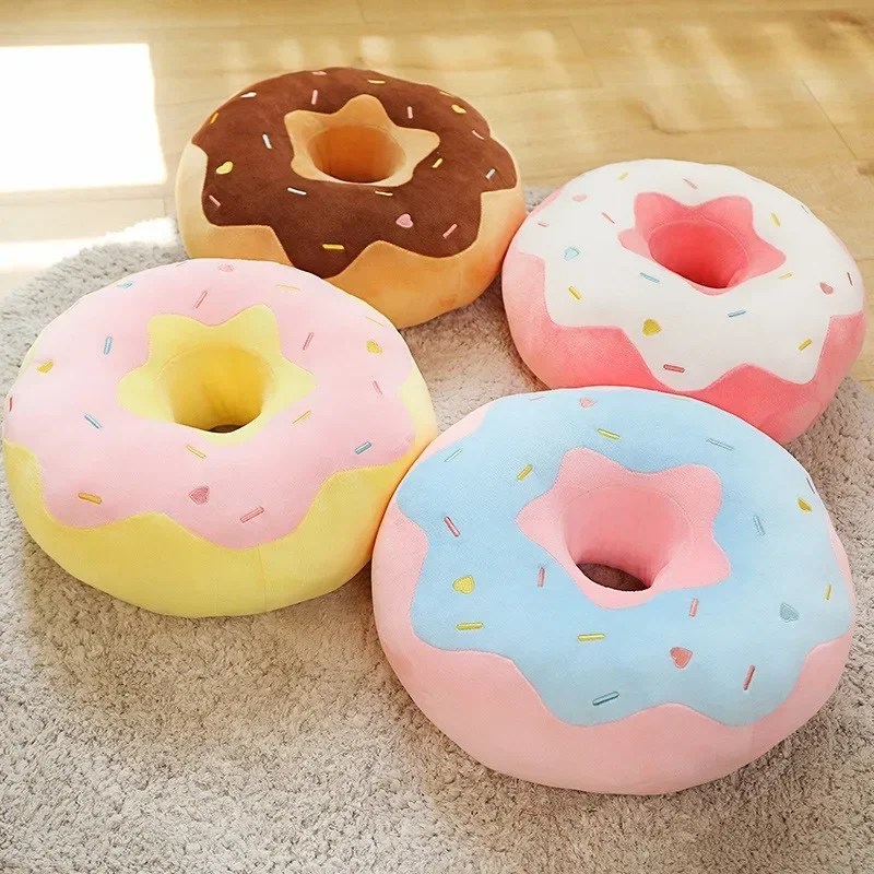 Fütürizm tatlı çörekler Donut yumuşak oyuncak dolması krem çörek peluş yastık simülasyon gıda kanepe sandalye minderi çocuklar kız hediye