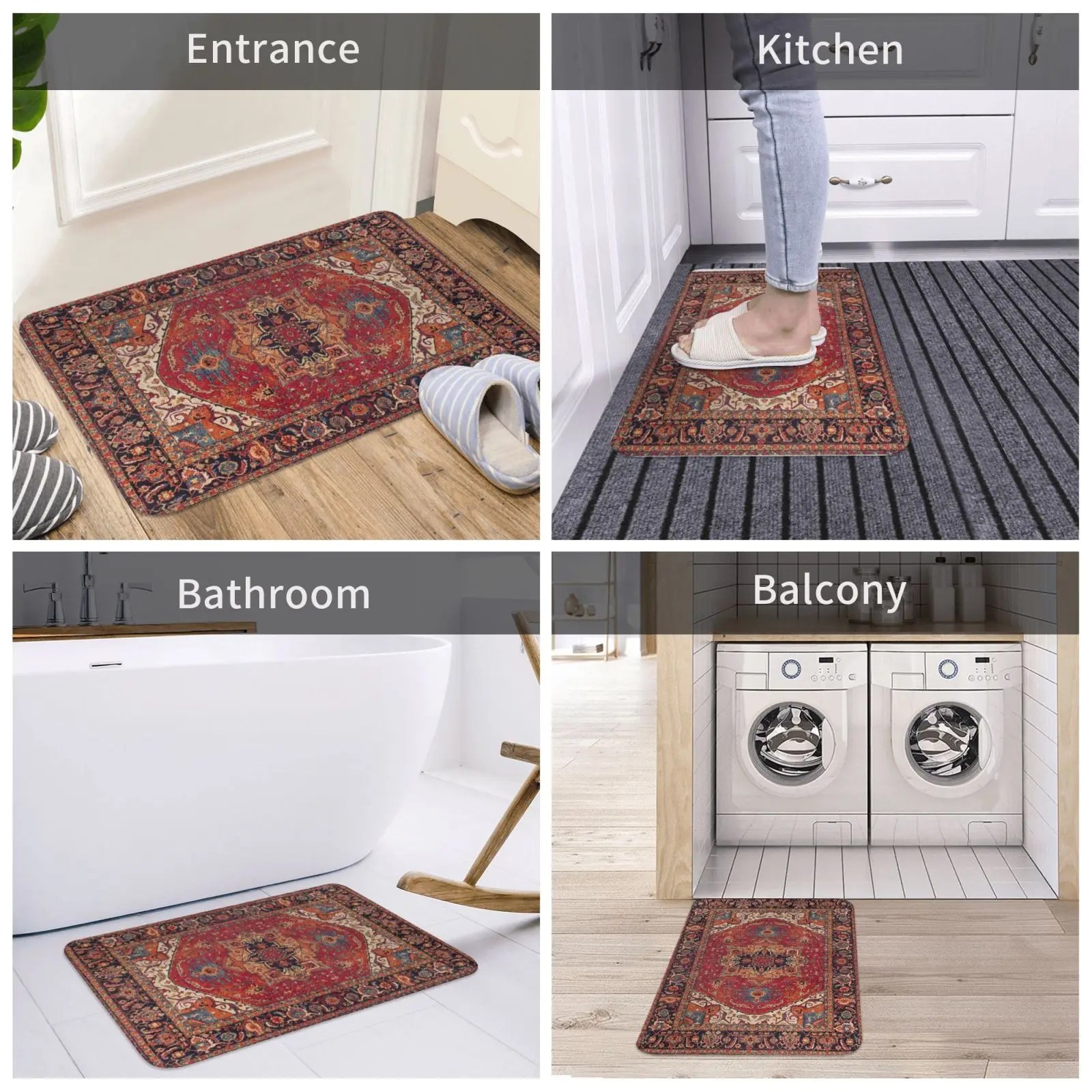 Fas etnik dekoratif banyo paspasları yumuşak mutfak paspasları ev oturma odası halı giriş kapısı paspaslar küçük kilim - Görsel 3