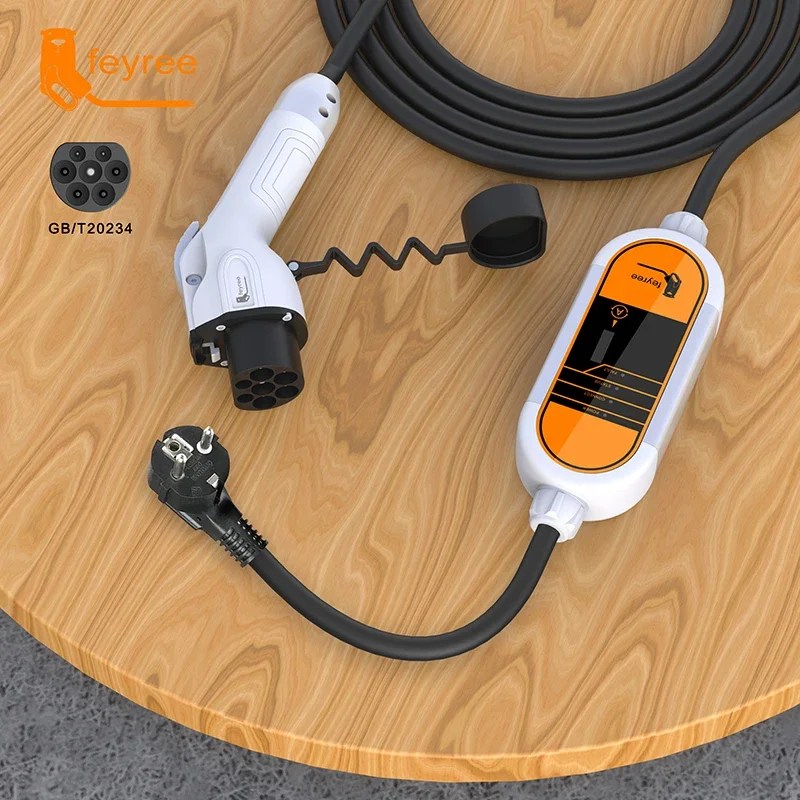Feyree EV taşınabilir şarj GB/T fiş konnektörü 16A 1 fazlı 3.5KW Wallbox şarj istasyonu 5m elektrikli araç için araba şarjı - Görsel 6