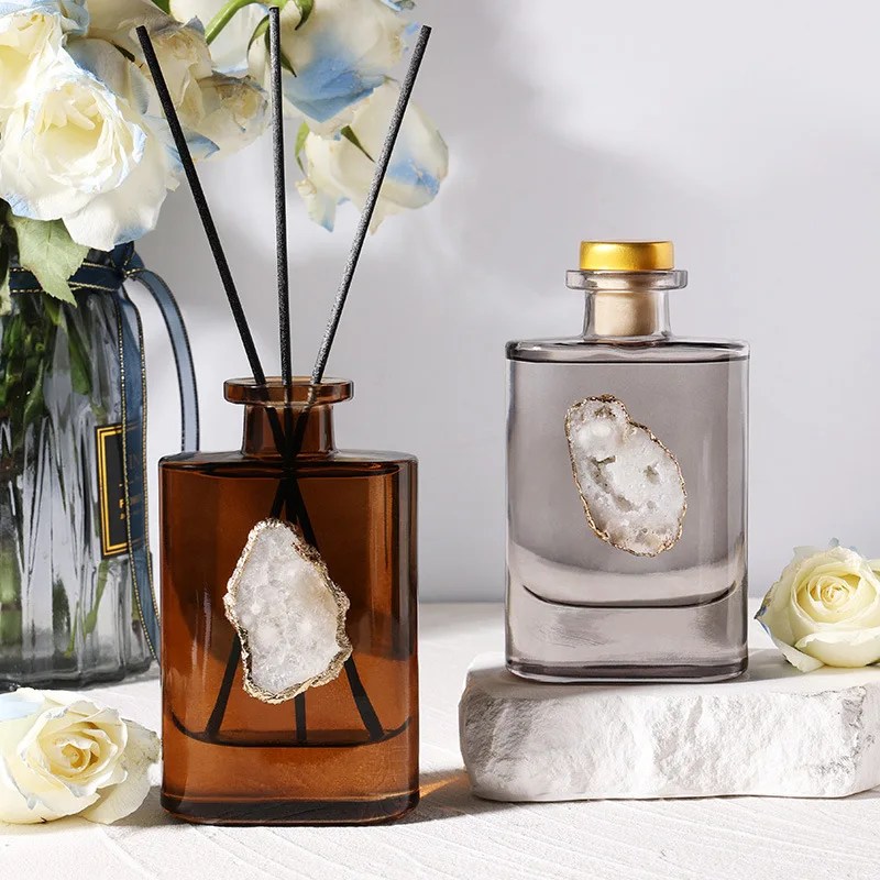 Fiber Rattan çubukları ile 180ml ev dekor aromaterapi uçucu yağ difüzör, kamış difüzör kapalı ev aksesuarları