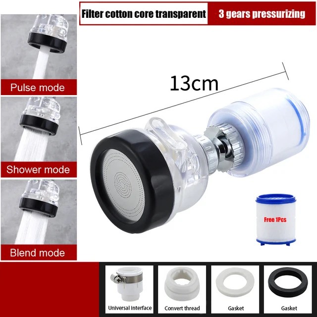 Filtre su arıtıcısı 360 derece dönebilir su geçirmez musluk anti-sıçrama memesi 3-Speed ayarlanabilir su mutfak su filtresi - Görsel 8