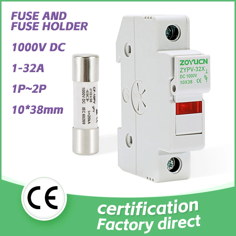 Güneş PV sigorta tutucu DC 1000V PV sigortalar 10A/15A/30A yüksek gerilim güneş sistemi için koruma değil bir set