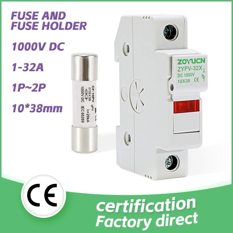 Güneş PV sigorta tutucu DC 1000V PV sigortalar 10A/15A/30A yüksek gerilim güneş sistemi için koruma değil bir set