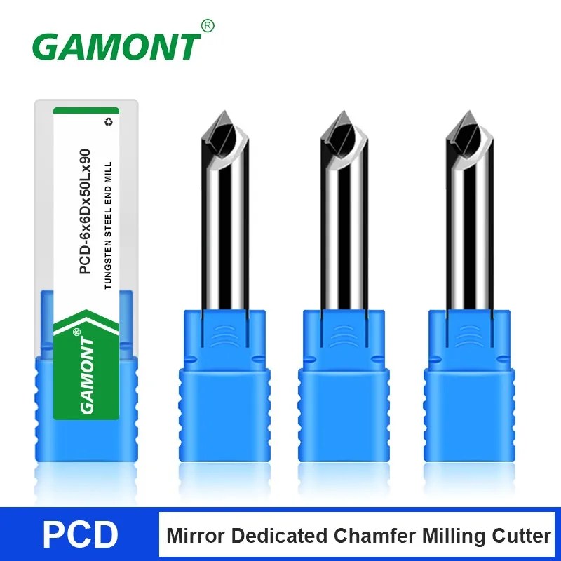 GAMONT PCD 60 ° 90 ° grafit pah elmas yüksek ışın ayna adanmış Endmills CNC mekanik Maching freze kesicisi araçları
