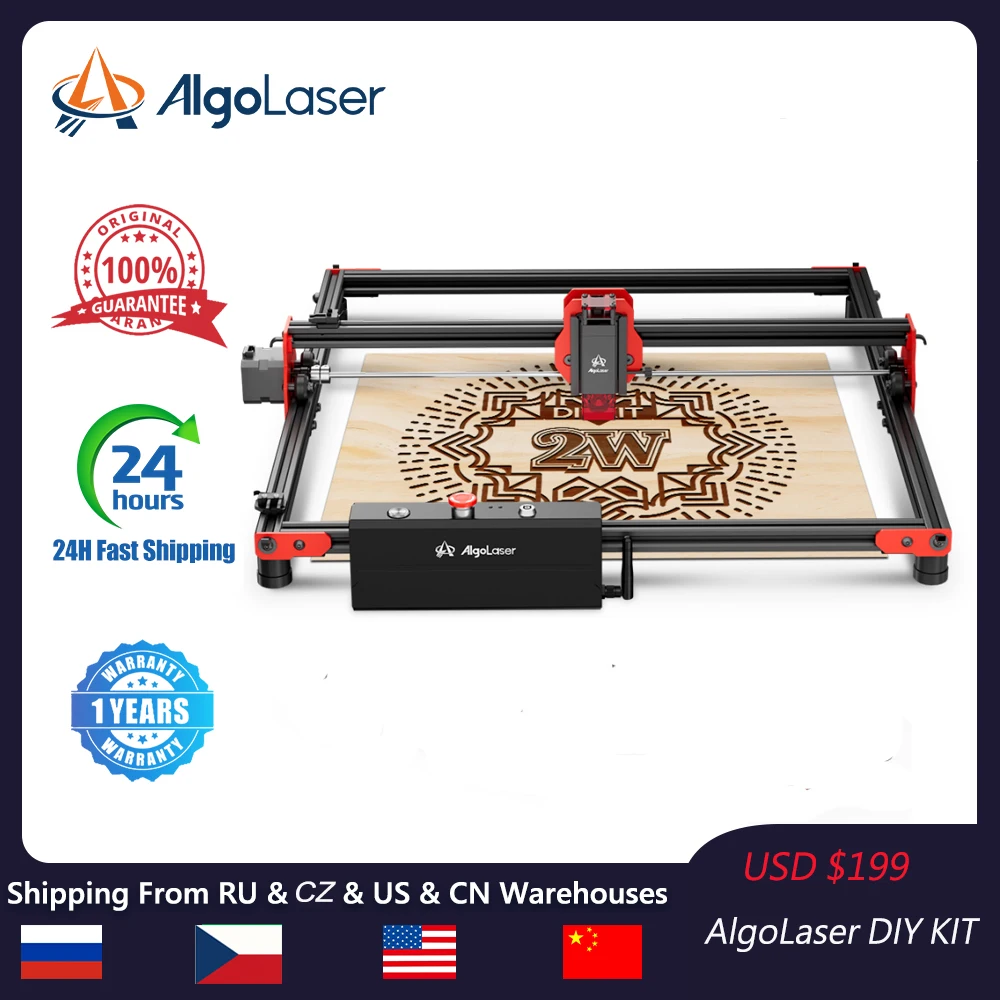 Hızlı montaj WIFI/APP kontrol AlgoLaser DIY kiti 2W lazer gravür makinesi ahşap MDF deri 400*400mm yeni başlayanlar için uygun