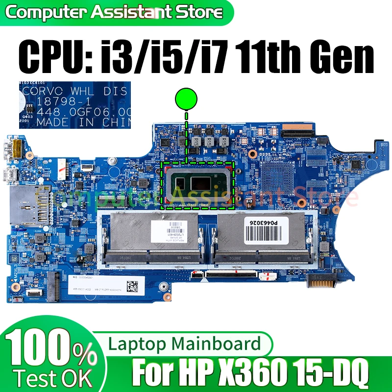 HP X360 için moda q Laptop anakart 18798-1 L72029-601 L72028-601 L72029-601 L72030-601 i3 i5 i7 11th Gen dizüstü anakart