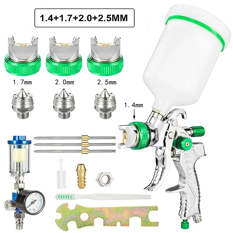 HVLP profesyonel püskürtme tabancası 1.4/1.7/2.0/2.5mm çelik meme yerçekimi püskürtme tabancası taşınabilir araba boyası püskürtme tabancası DIY SprayPaint kiti