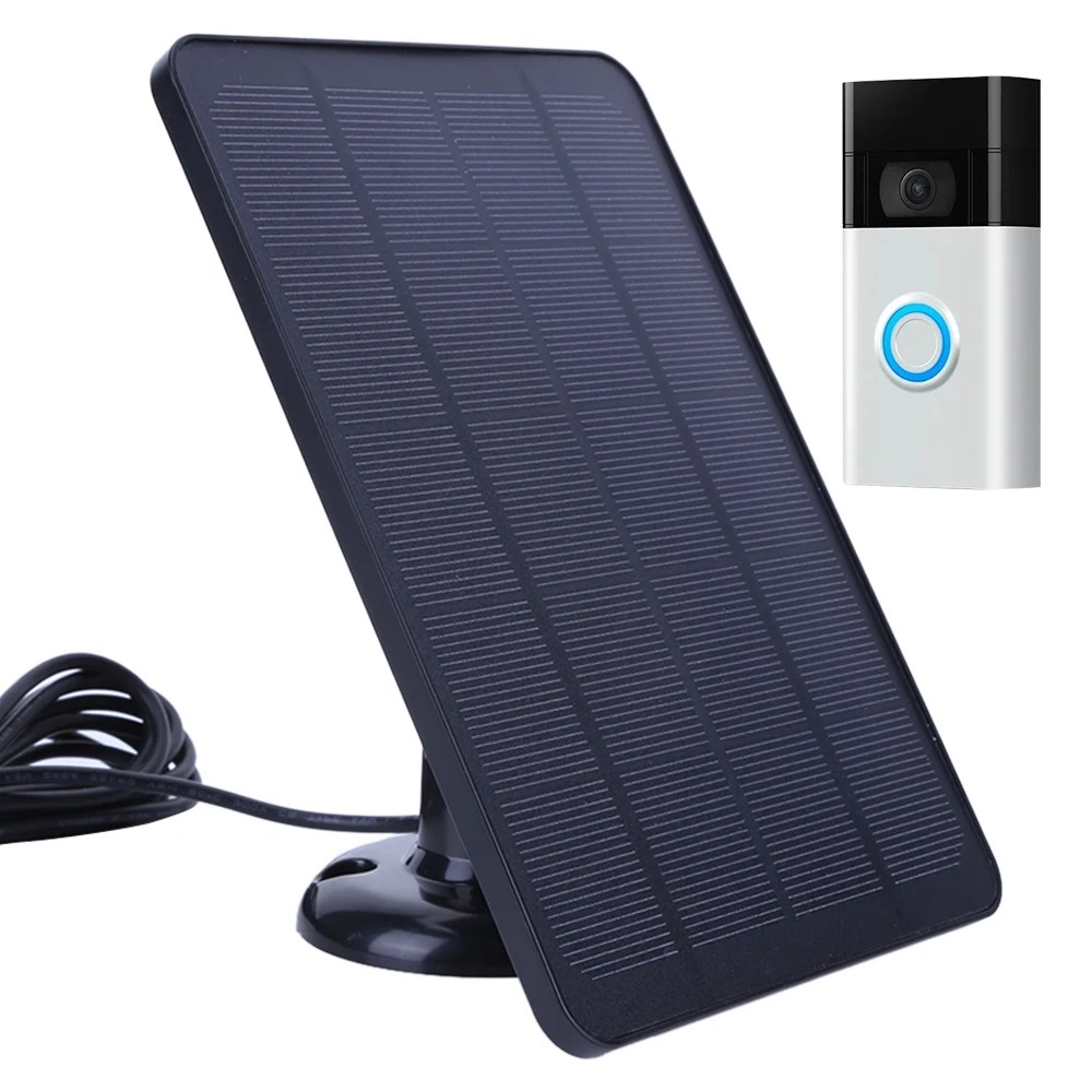 Halka Video kapı zili 4/güneş enerjisi şarj cihazı için 9.8FT GÜNEŞ PANELI ile 4W 5V 360 su geçirmez ayarlanabilir braket kiti şarj kablosu ° 3/2