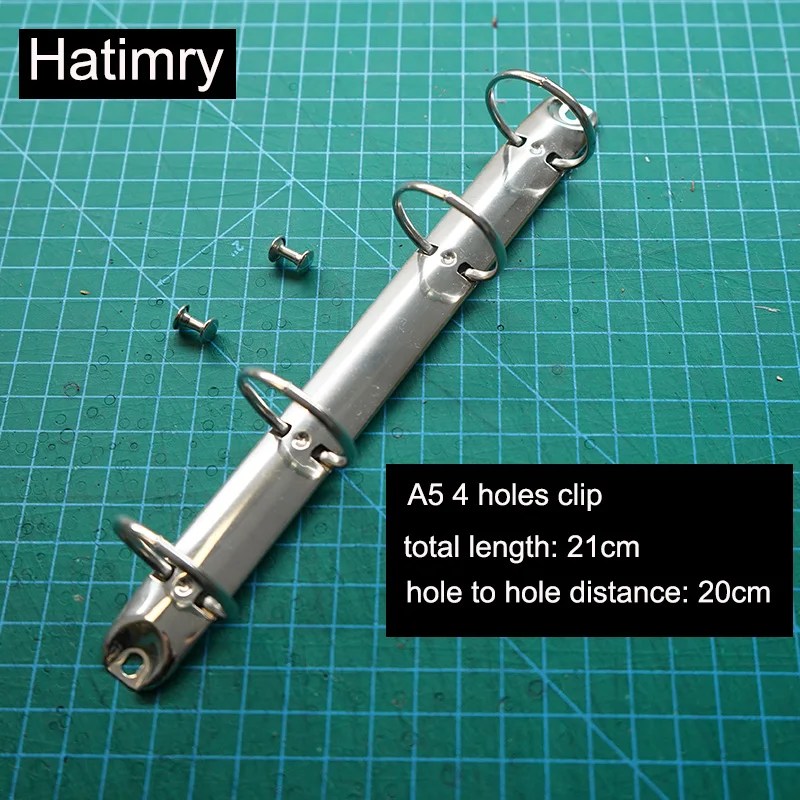 Hatimry A5 dizüstü 3.5 ve 4.5cm halkaları klip 4 delik için gümüş renk DIY dizüstü binder klibi okul tedarikçileri toplamak RU