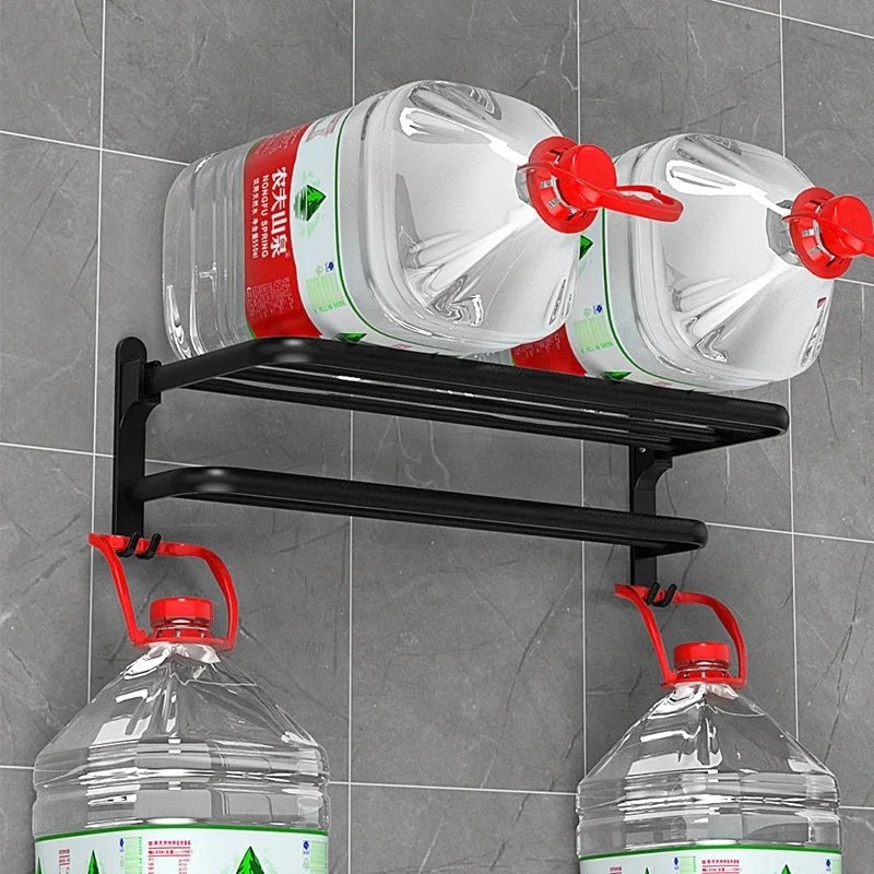Havlu askısı yumruk ücretsiz katlanır tutucu havlu askısı banyo aksesuarları kanca ile duvara monte duş askı siyah banyo raf - Görsel 5