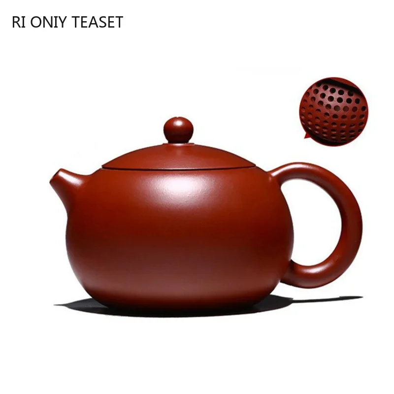 High-end Yixing mor kil demlik ünlü el yapımı top delikli filtre Xishi demlik ham cevher Dahongpao su ısıtıcısı Zisha çay seti hediyeler