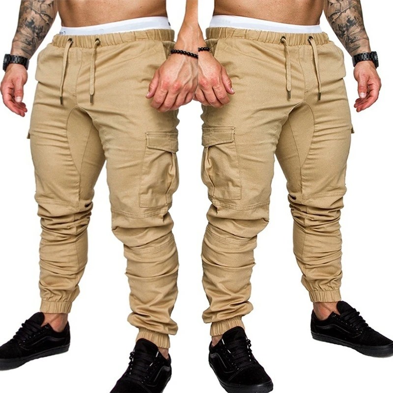 Hip Hop erkek spor Joggers koşu spor pantolon moda pantolon Sweatpants elastik manşet uzun pantolon