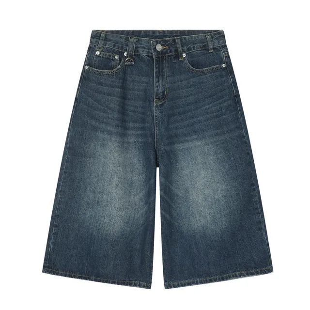 IEFB kore tarzı Vintage erkek kot yaz gevşek erkek geniş bacak diz boyu şort 2023 yeni yıkanmış moda Denim pantolon 9A8825