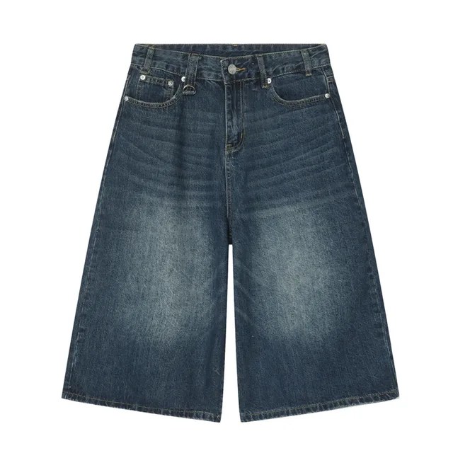 IEFB kore tarzı Vintage erkek kot yaz gevşek erkek geniş bacak diz boyu şort 2023 yeni yıkanmış moda Denim pantolon 9A8825 - Görsel 15