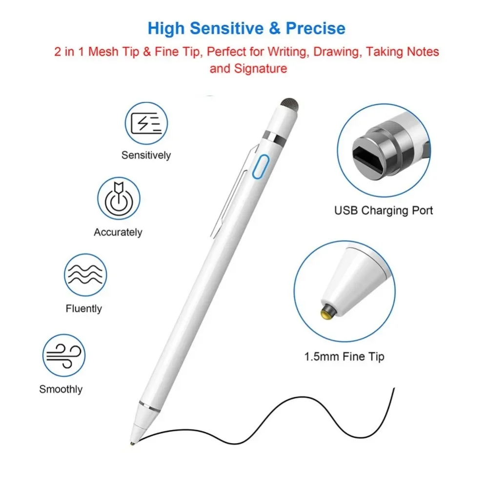IOS Android apple pencil1 için evrensel Stylus kalem iPad hava Pro kalem dokunmatik kalem ile Huawei Xiaomi iPhone için uygun klip 2 in 1