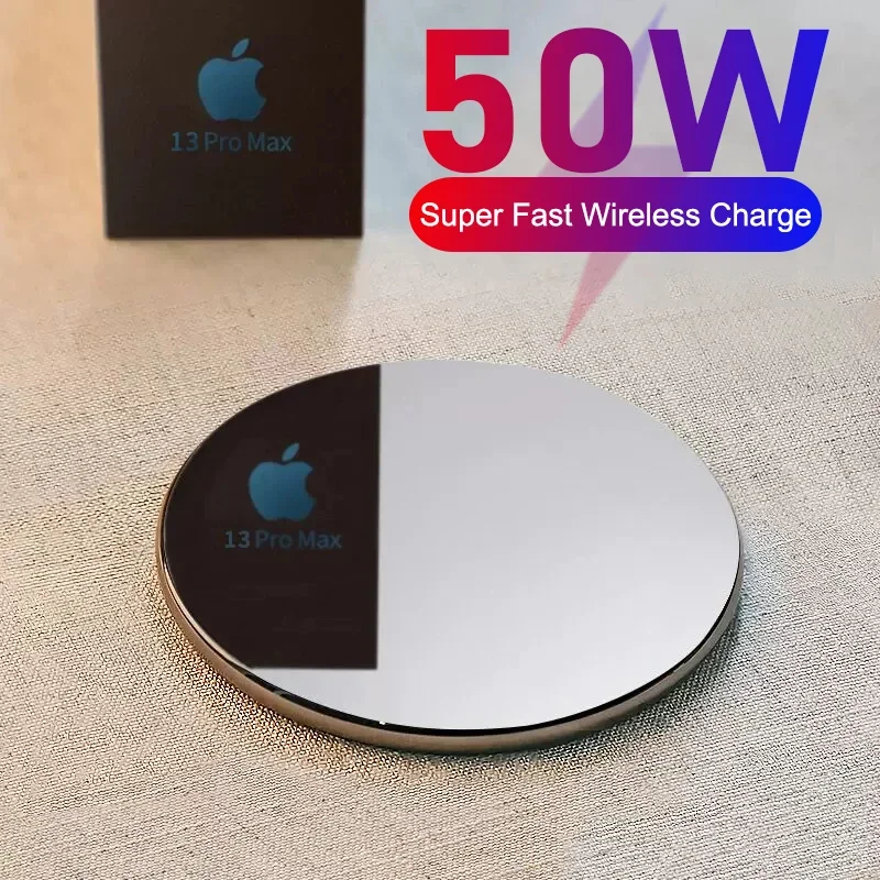 IPhone 11 için 50W kablosuz şarj 12 13 14 15 Pro Max X XS Samsung S22 Xiaomi Huawei telefon için hızlı kablosuz şarj istasyonu