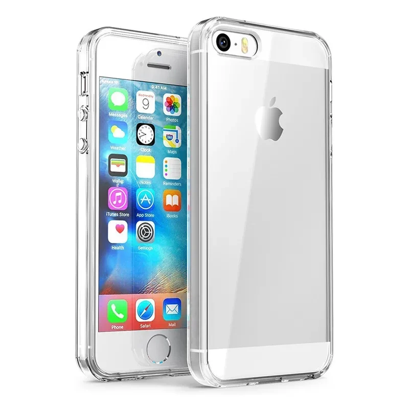 IPhone SE 5S 5 için kılıf TPU silikon dayanıklı şeffaf şeffaf yumuşak kılıf APPLE iPhone SE 5S 5 koruyucu arka kapak