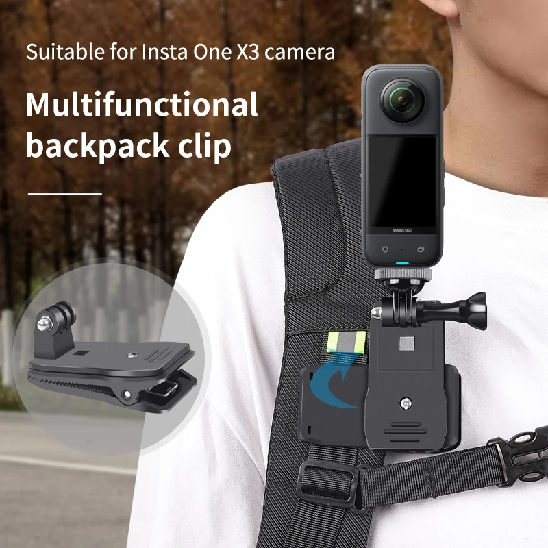 Insta360 için X3 / X2 aksesuarları Insta 360 için 360 derece döner sırt çantası klip kelepçe dağı bir X 2 spor