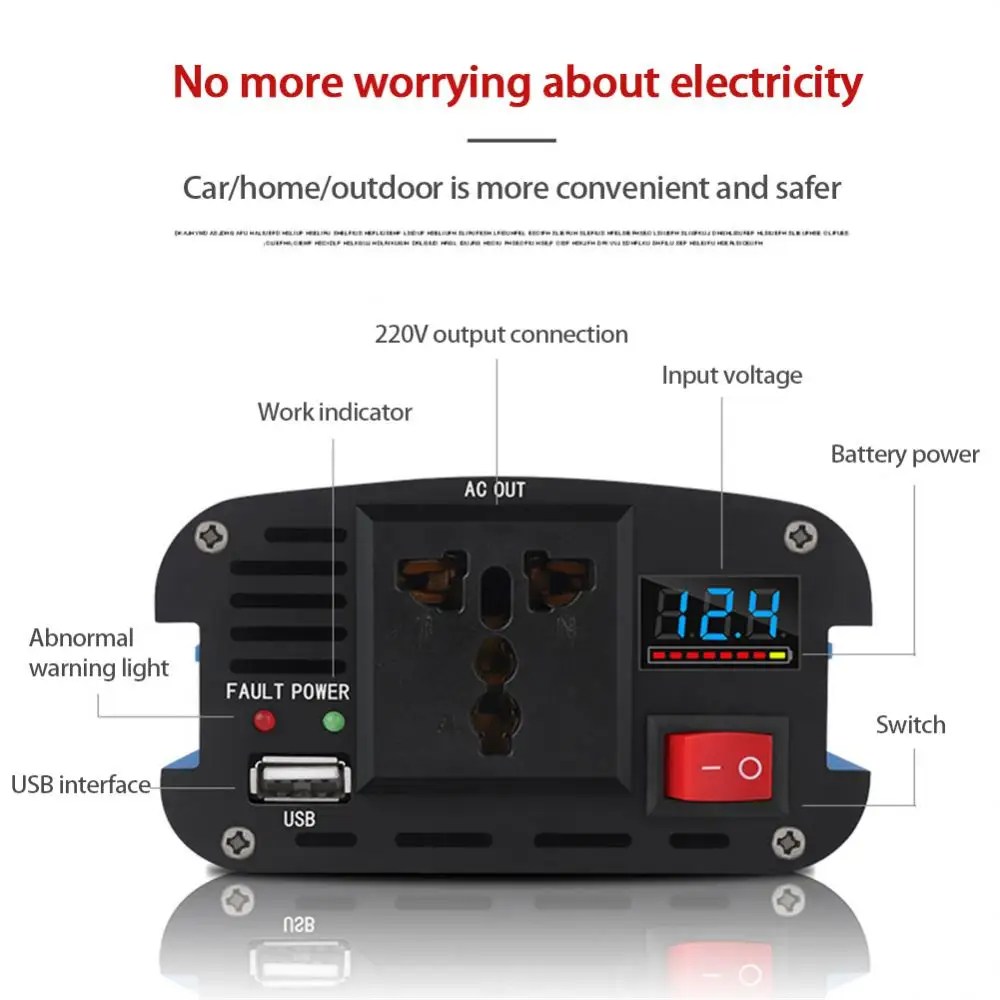 Invertör 12v 220v modifiye sinüs dalga invertör araba güneş invertör 24V 220V 6000W gerilim dönüştürücü adaptör). - Görsel 2