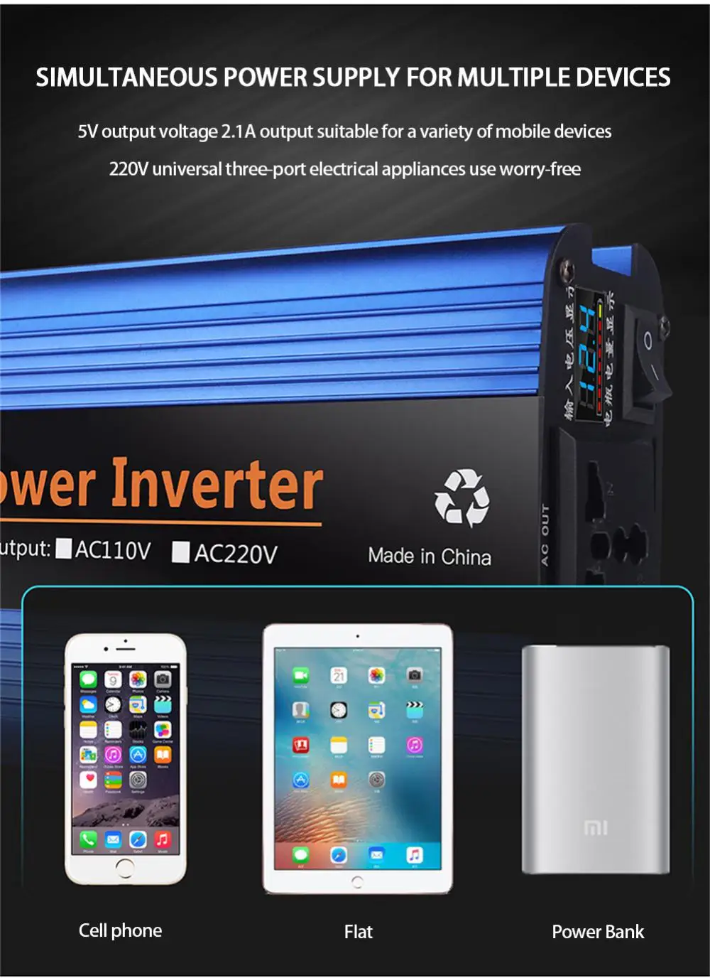 Invertör 12v 220v modifiye sinüs dalga invertör araba güneş invertör 24V 220V 6000W gerilim dönüştürücü adaptör). - Görsel 5
