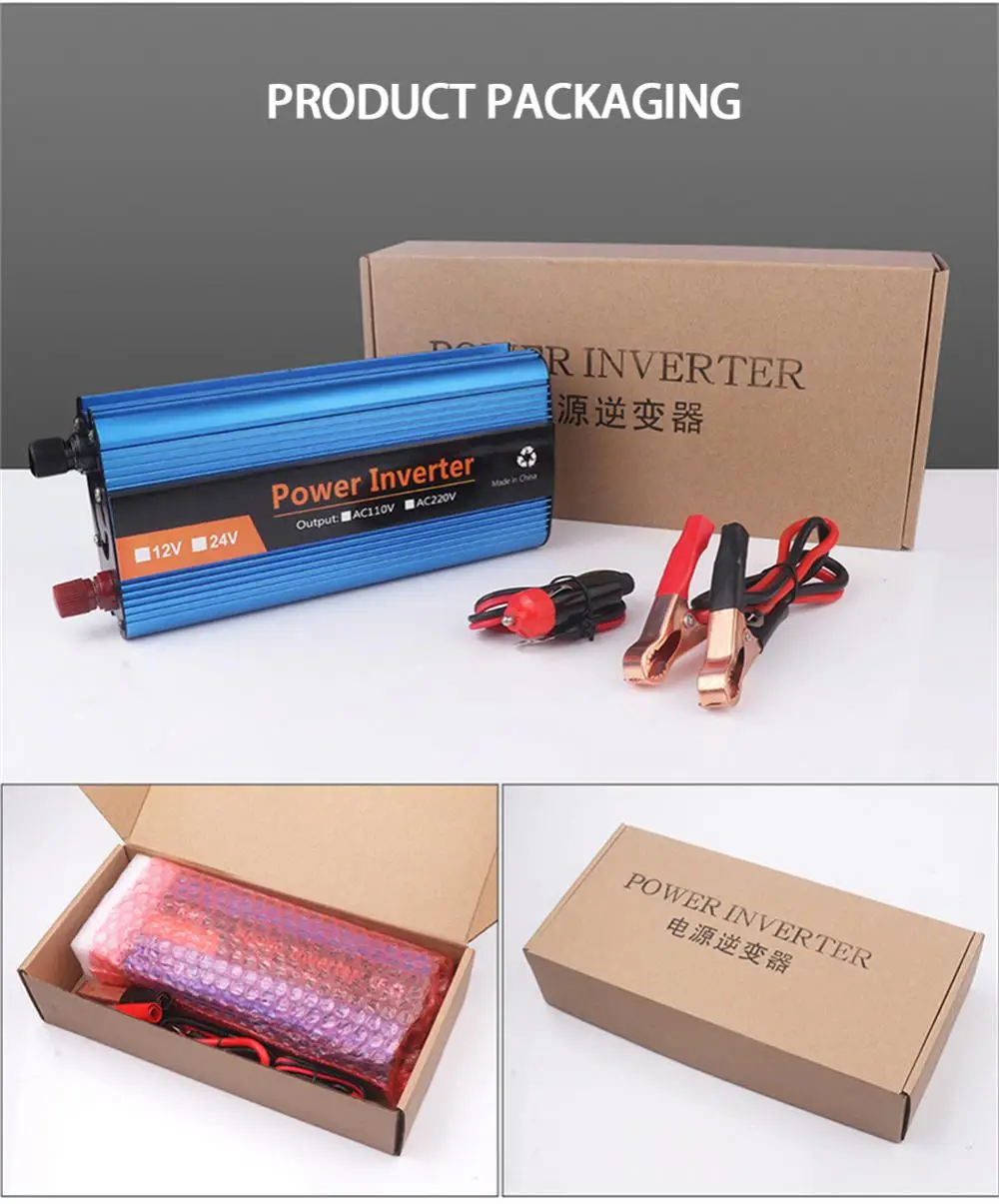 Invertör 12v 220v modifiye sinüs dalga invertör araba güneş invertör 24V 220V 6000W gerilim dönüştürücü adaptör). - Görsel 6