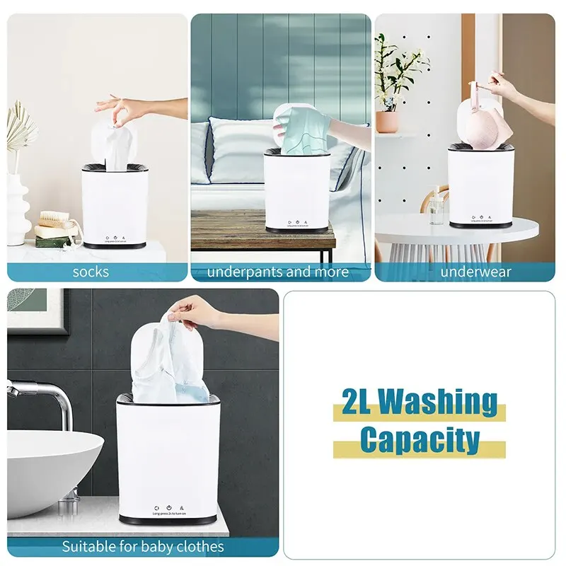 Külot iç çamaşırı çorap için taşınabilir çamaşır makinesi 2L kapasiteli Mini ev yurt için çamaşır makinesi türbin yıkayıcı