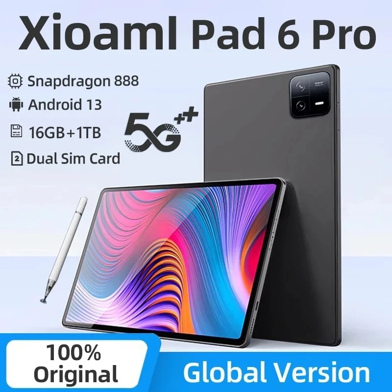 Küresel sürüm 2024 Tablet Android 13 Pad 6 Pro Snapdragon 888 Octa çekirdekli Tablet bilgisayar 12GB 512GB 11 inç Tab Pad 6 Pro tabletler