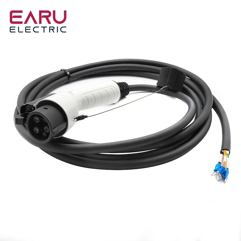 Kablo ile elektrikli araç şarjı fiş Type1 SAE J1772 16A 1 fazlı araç şarj istasyonu 3 fazlı 11KW 22KW J1772 elektrikli araç için kordon