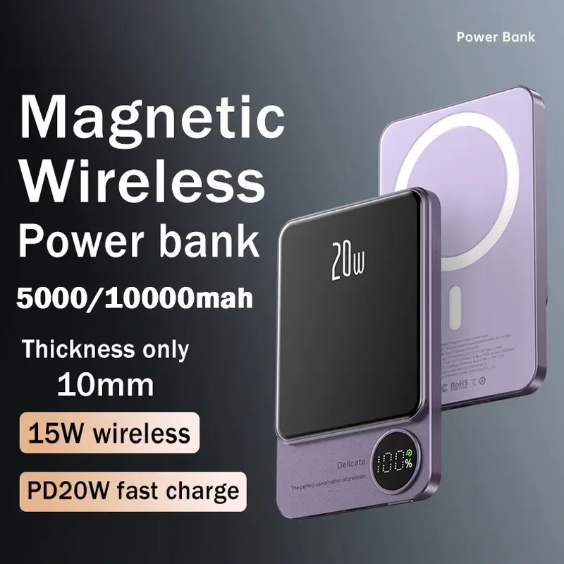 Kablosuz güç banka manyetik 10000mAh taşınabilir Powerbank tipi C hızlı şarj iPhone Xiaomi Samsung tüm Magsafe serisi telefonlar