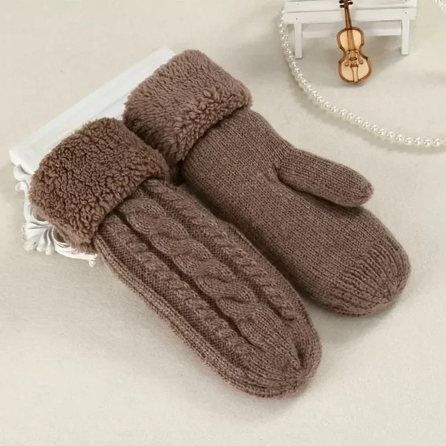 Kadın moda örgü büküm çiçekler eldivenler kış kadın yün artı kaşmir kadife kalınlaşma sıcak tam parmak eldiven Guantes - Görsel 18