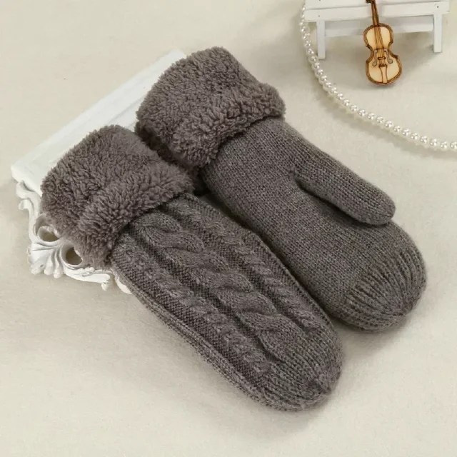 Kadın moda örgü büküm çiçekler eldivenler kış kadın yün artı kaşmir kadife kalınlaşma sıcak tam parmak eldiven Guantes - Görsel 10