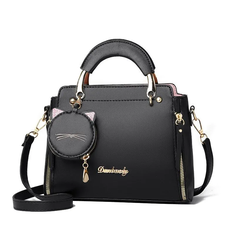 Kadınlar bayanlar için moda çanta üst kolu Satchel omuz çantaları kedi çanta