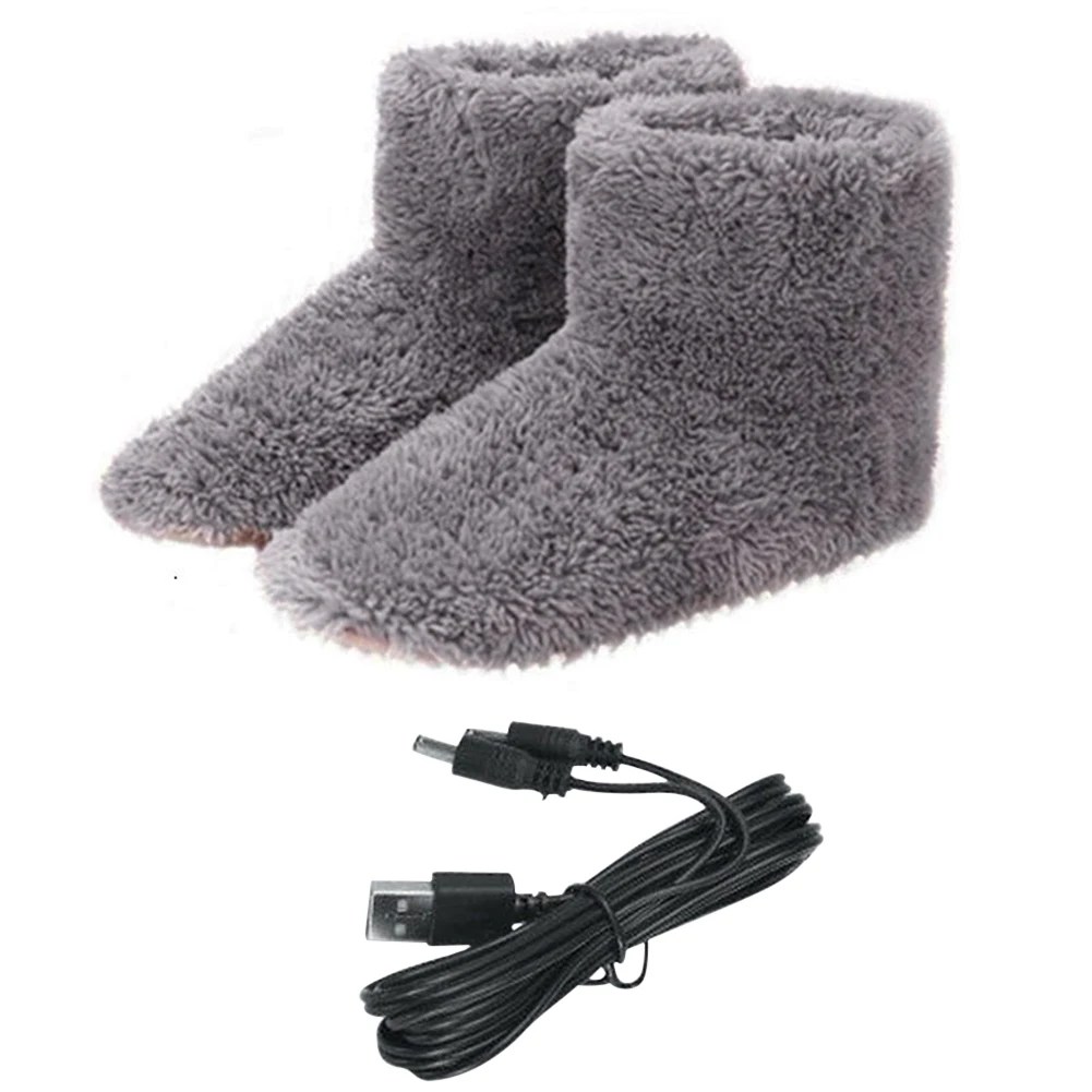 Kadınlar için 1 Pairs kış USB elektrikli ısıtma ayakkabı erkekler rahat peluş ayak ısıtıcı yıkanabilir ısıtmalı ayakkabı kapalı açık