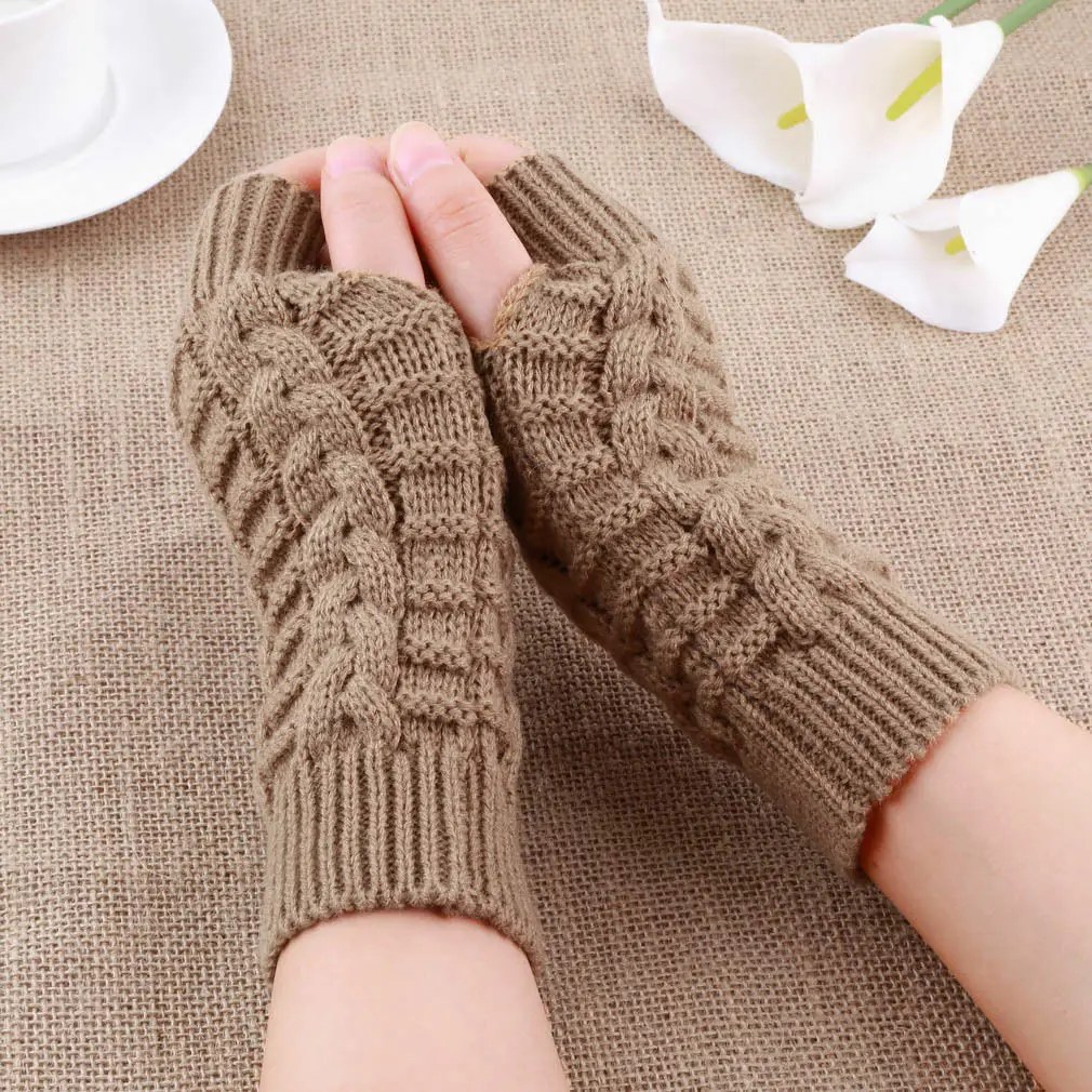 Kadınlar için yarım parmak eldiven kış yumuşak sıcak yün örgü kol eldiven yumuşak sıcak eldivenler Handschoenen Unisex Guantes Mujer Ne
