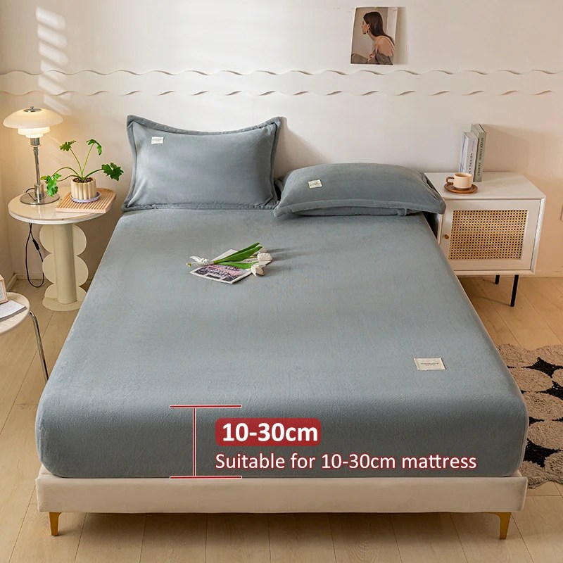 Kadife termal yatak örtüsü, kış için peluş kumaş levhalar, yatak örtüsü, tek çift kral kraliçe Bed120x200 için çarşaf seti - Görsel 4