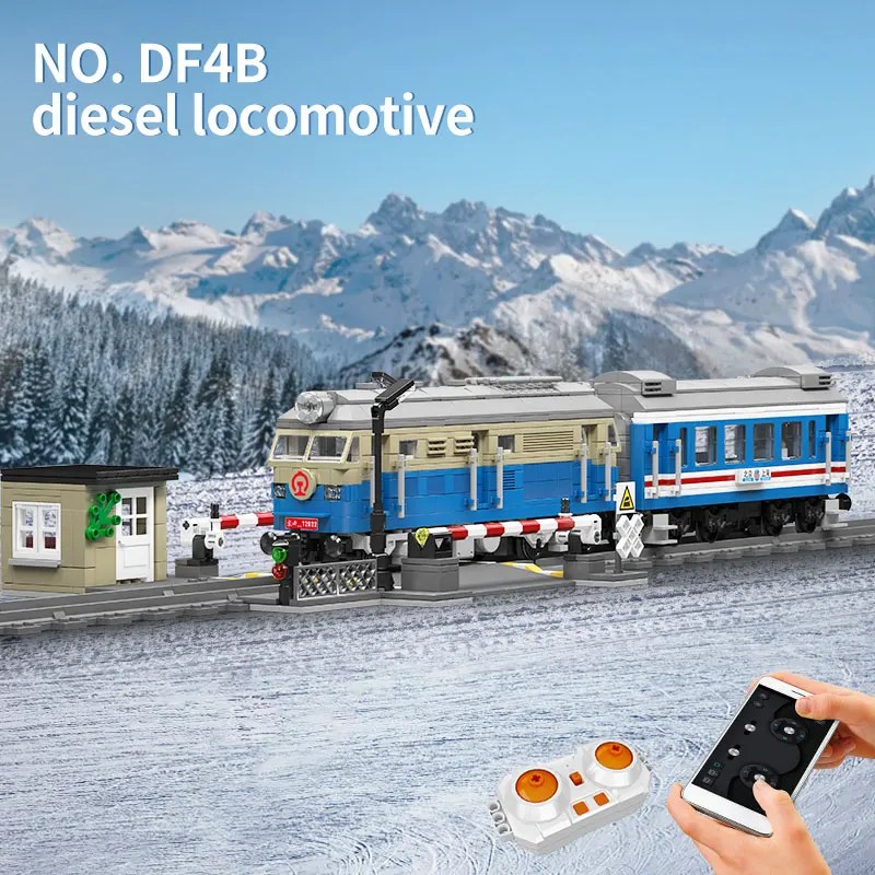 Kalıp kral 12022 dünya demiryolu DF4B dizel lokomotif tren tuğla yapı kitleri teknik RC elektrikli parça doğum günü hediyesi